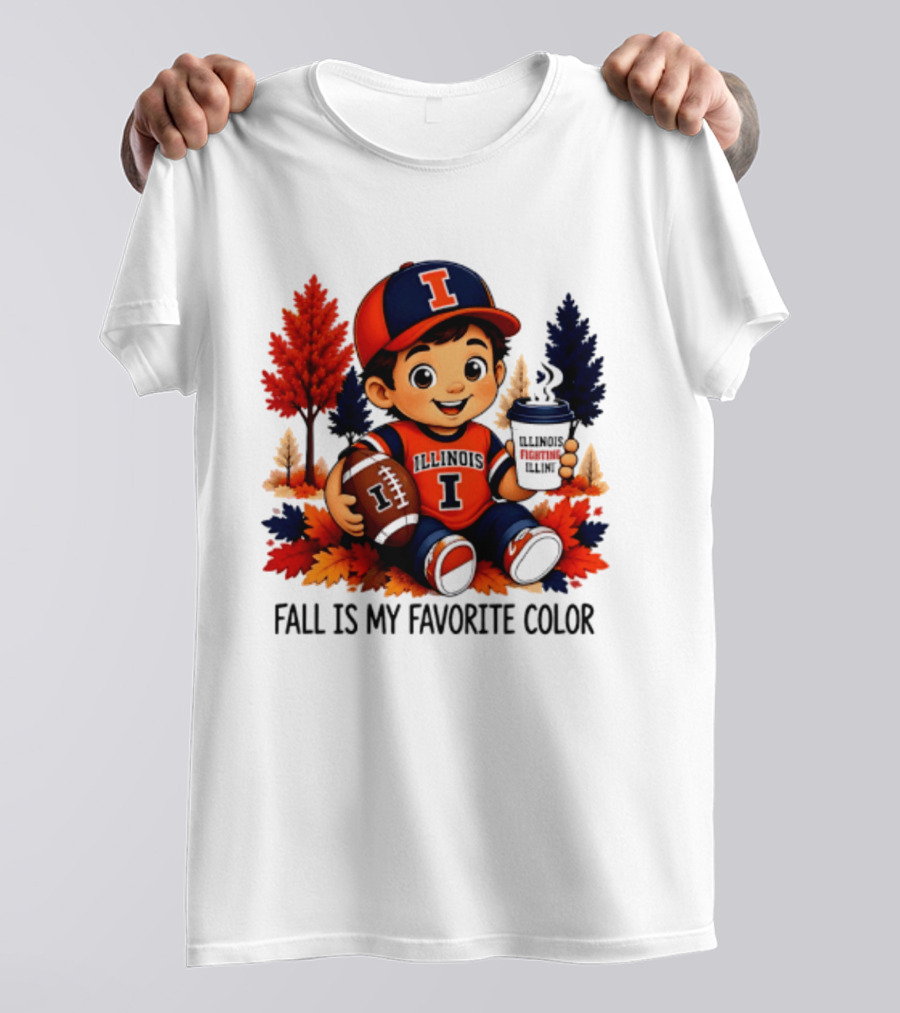 Illinois Fighting Illini Fall Is My Favorite Color Football Kid T-Shirt