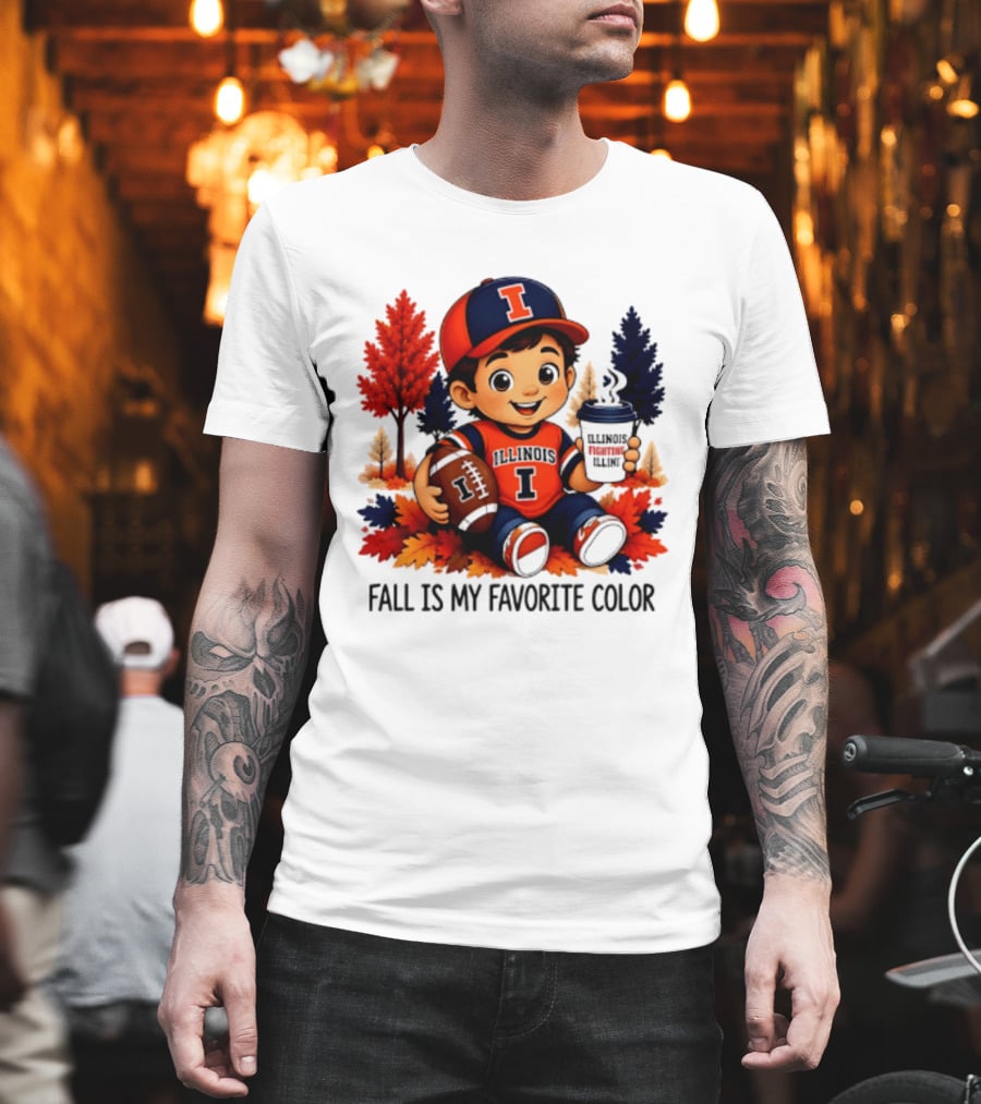 Illinois Fighting Illini Fall Is My Favorite Color Football Kid T-Shirt