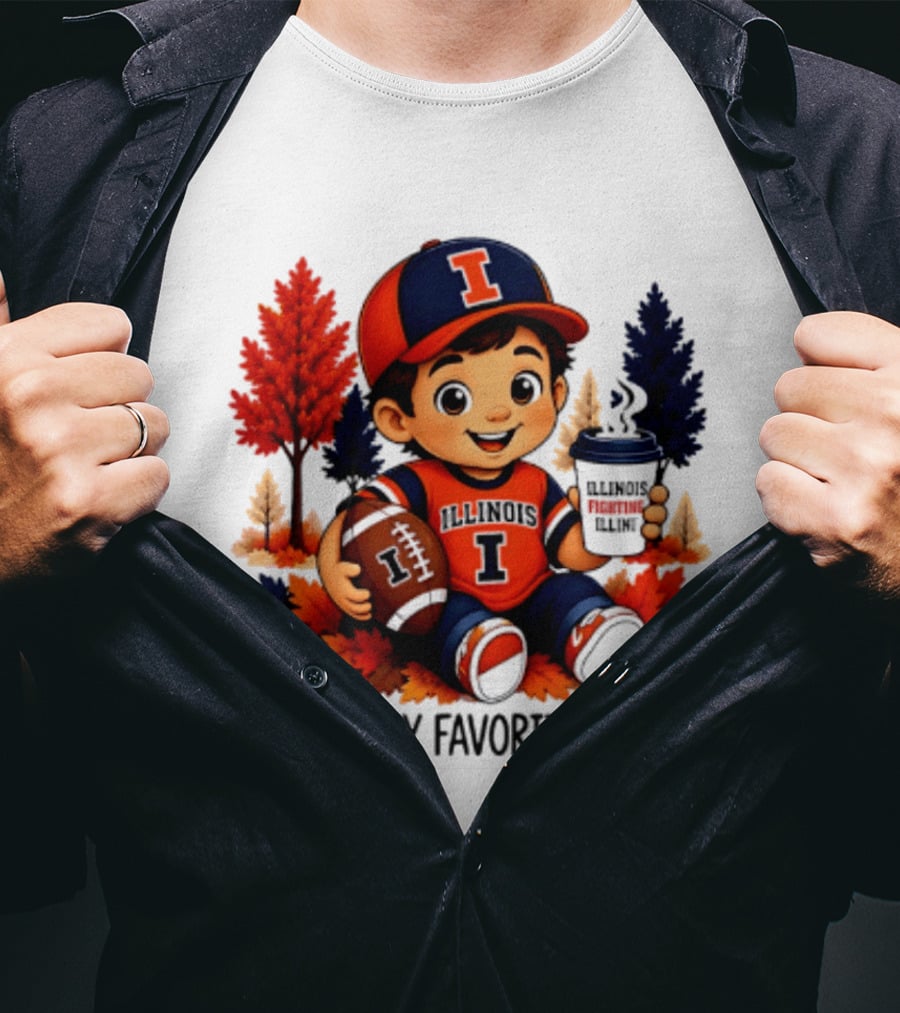 Illinois Fighting Illini Fall Is My Favorite Color Football Kid T-Shirt