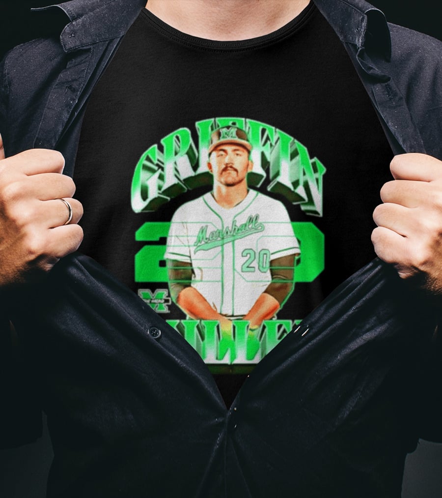 Marshall Thundering Herd NCAA Baseball Griffin Miller 20 Player Image T-Shirt