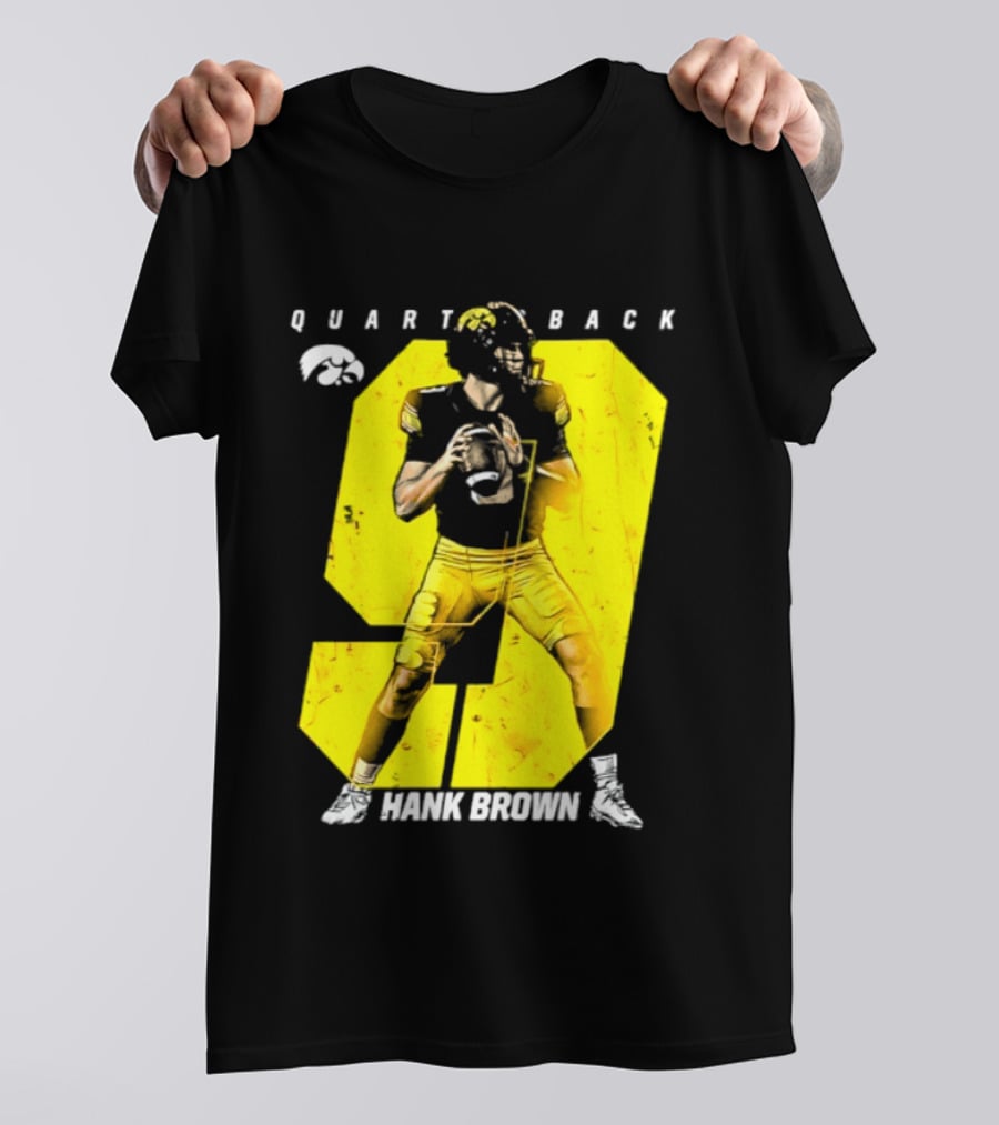Hank Brown 9 Iowa Hawkeyes NCAA Football Quarterback Player Number T-Shirt