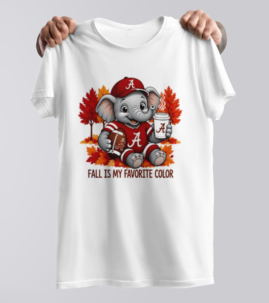 Alabama Crimson Tide Elephant Fall Is My Favorite Color Football Leaves T-Shirt