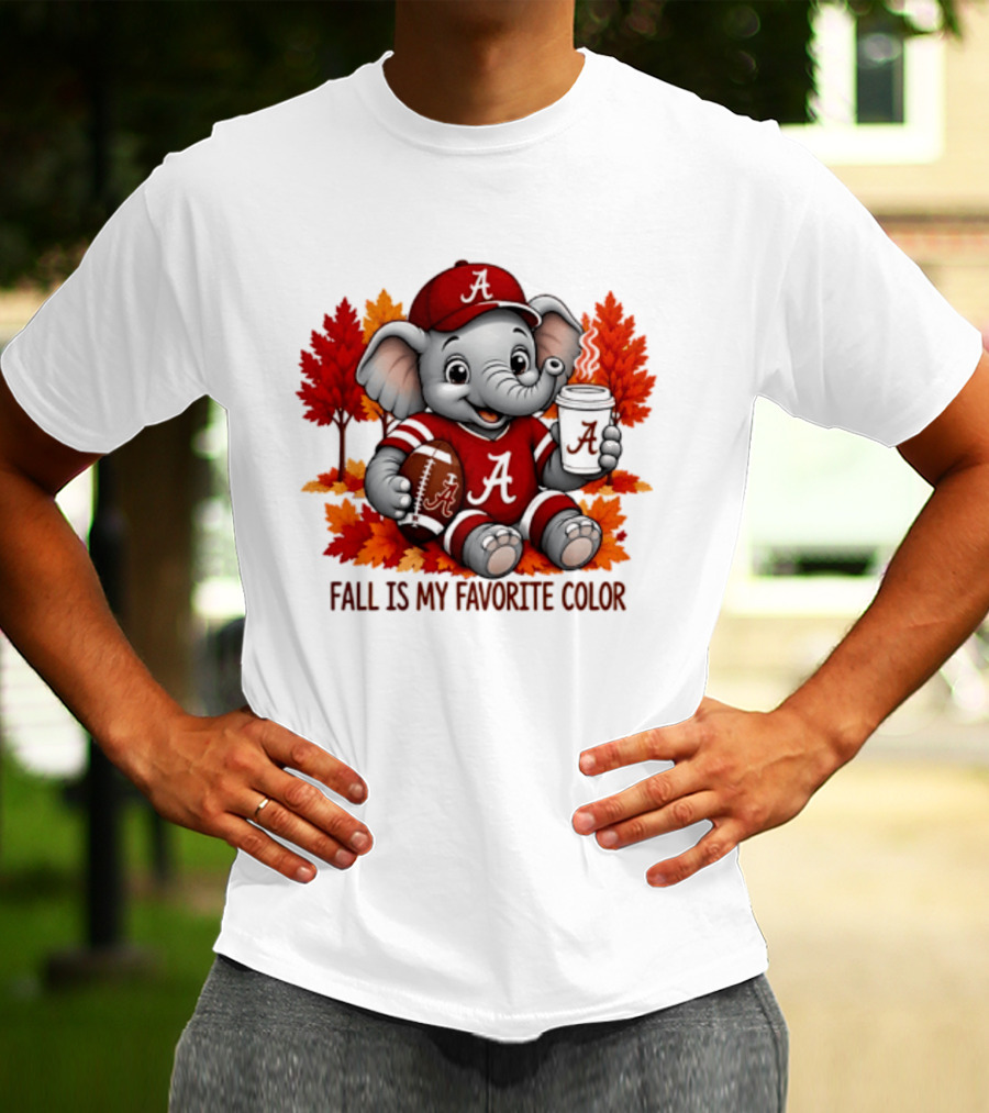 Alabama Crimson Tide Elephant Fall Is My Favorite Color Football Leaves T-Shirt