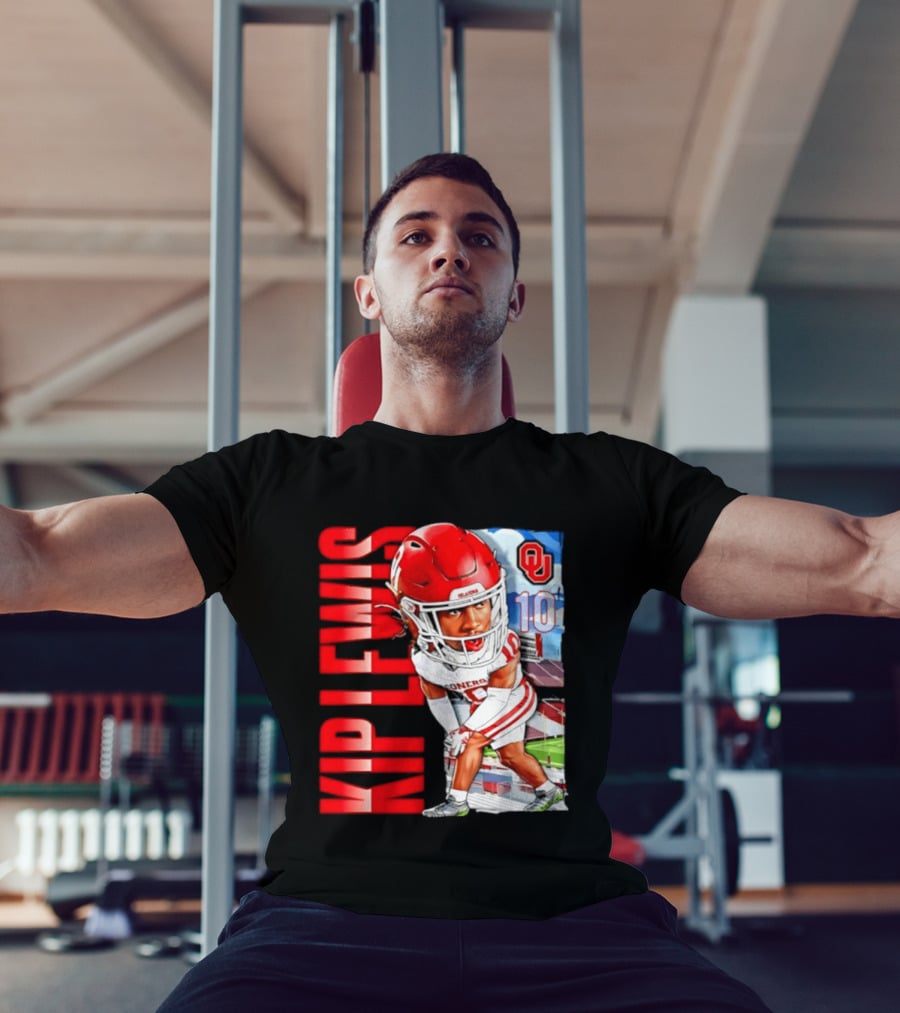 Kip Lewis 10 Oklahoma Sooners NCAA Football Player Caricature T-Shirt
