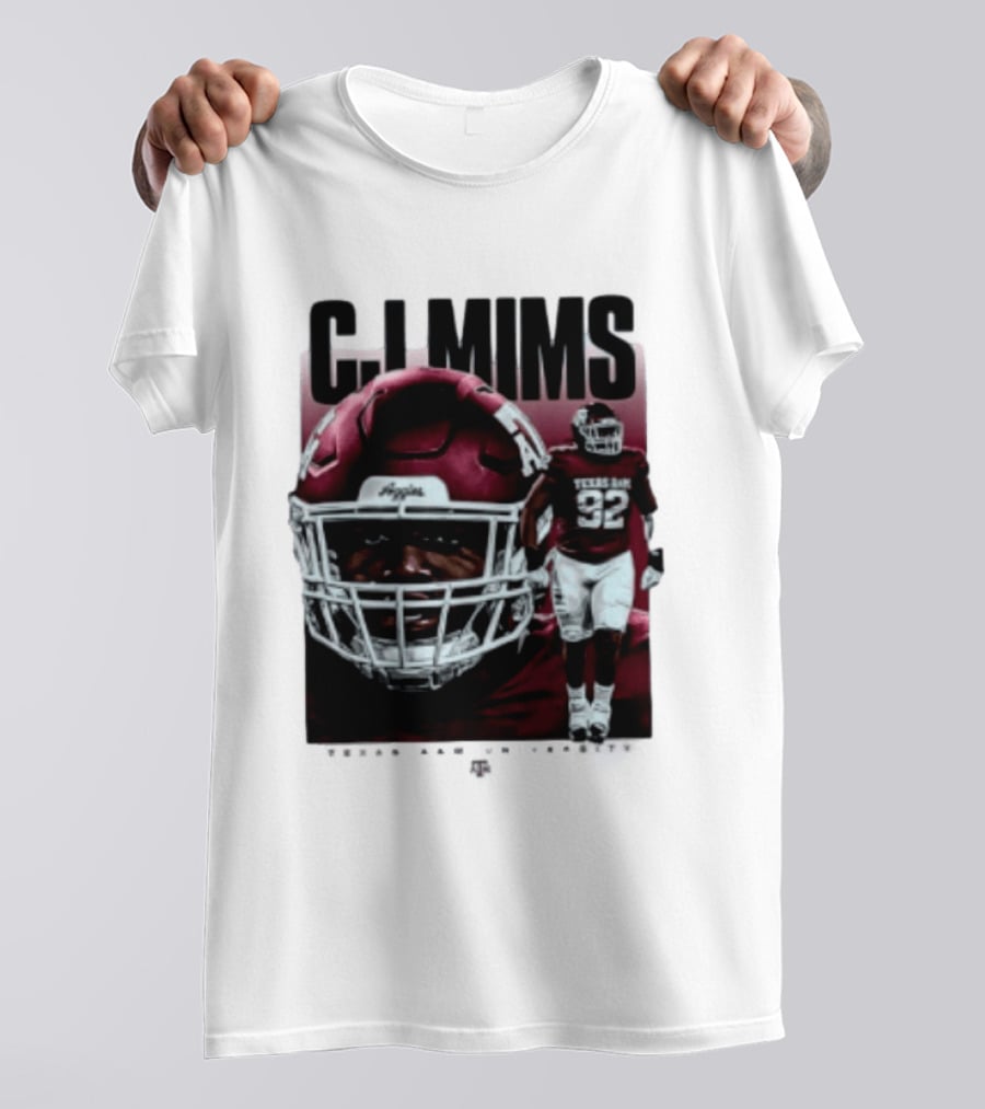 CJ Mims 92 Texas A&M Football NCAA Player T-Shirt