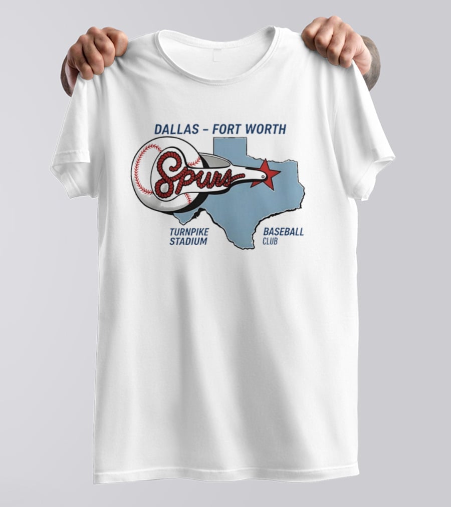Dallas Fort Worth Spurs Turnpike Stadium Texas Map Baseball Club T-Shirt