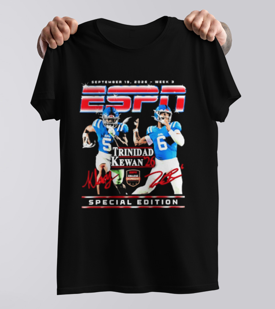 September 16 2023 ESPN Week 3 Trinidad Kewan Ole Miss Special Edition T-Shirt