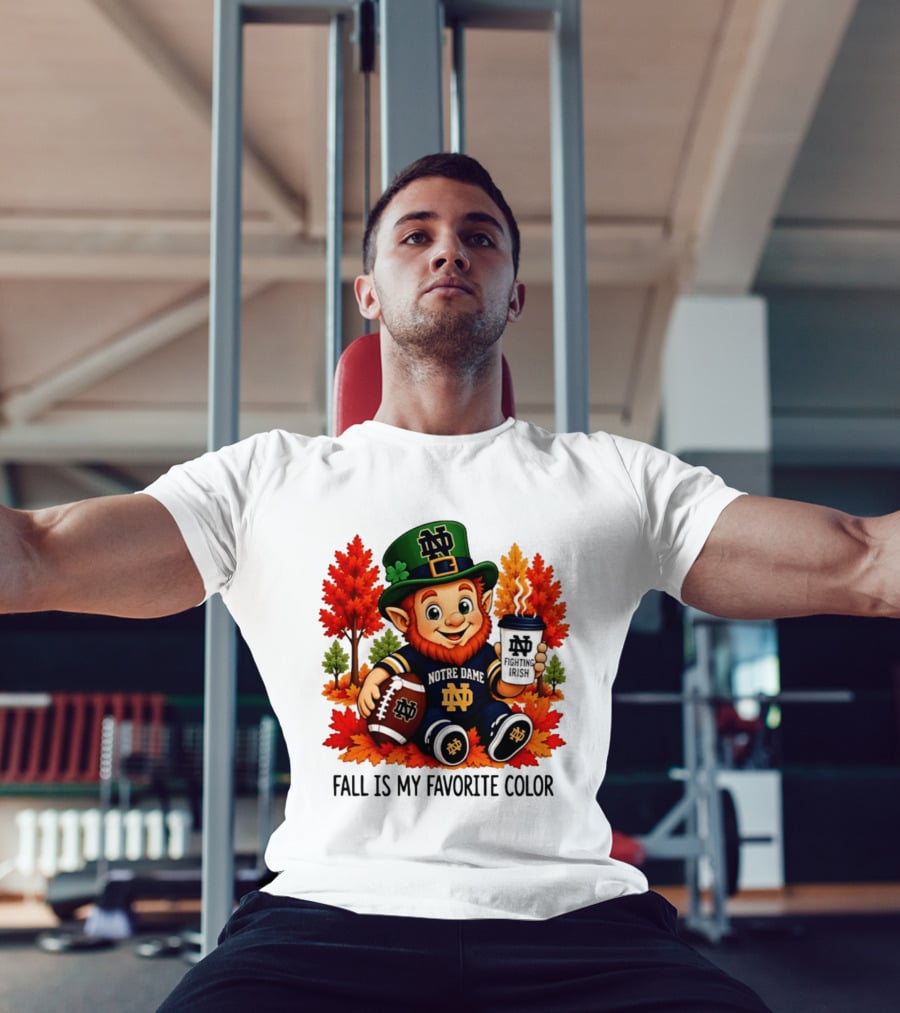 Notre Dame Fighting Irish Leprechaun Fall Is My Favorite Color Football T-Shirt