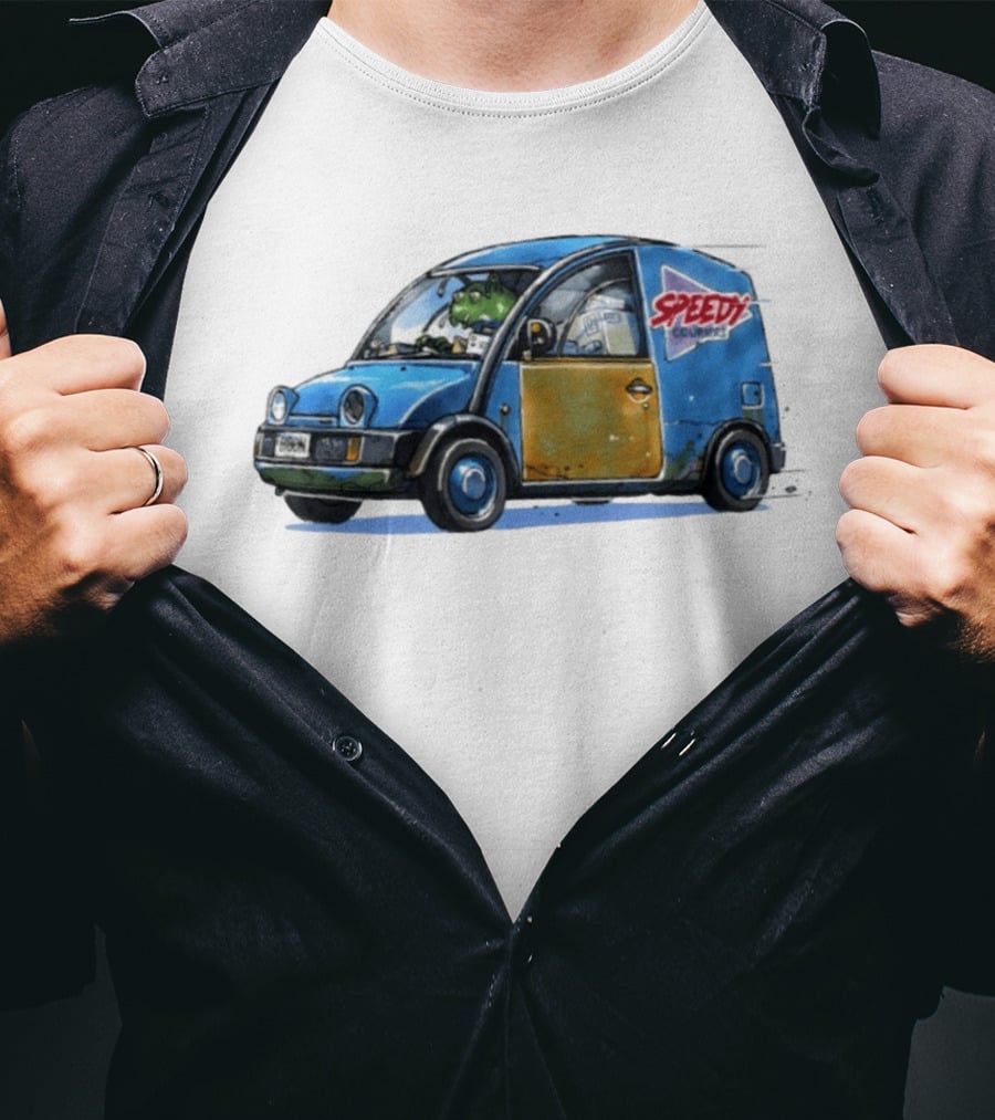 Speedy Couriers Alien Driver In Blue Hoon Van T-Shirt