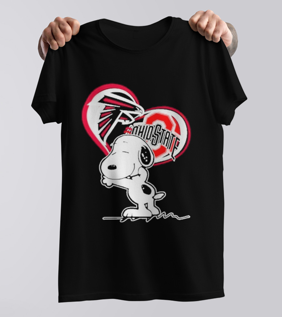 Atlanta Falcons Ohio State Buckeyes Snoopy Peanuts Heart T-Shirt