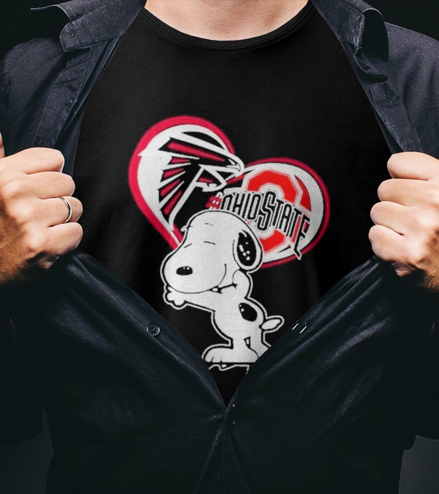 Atlanta Falcons Ohio State Buckeyes Snoopy Peanuts Heart T-Shirt