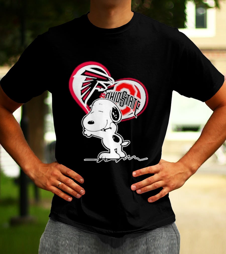 Atlanta Falcons Ohio State Buckeyes Snoopy Peanuts Heart T-Shirt