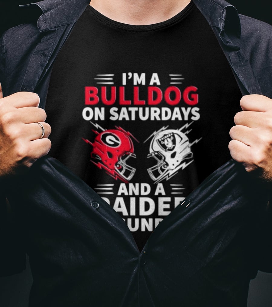 I'm A Bulldog On Saturdays And A Raider On Sundays Helmet Football T-Shirt