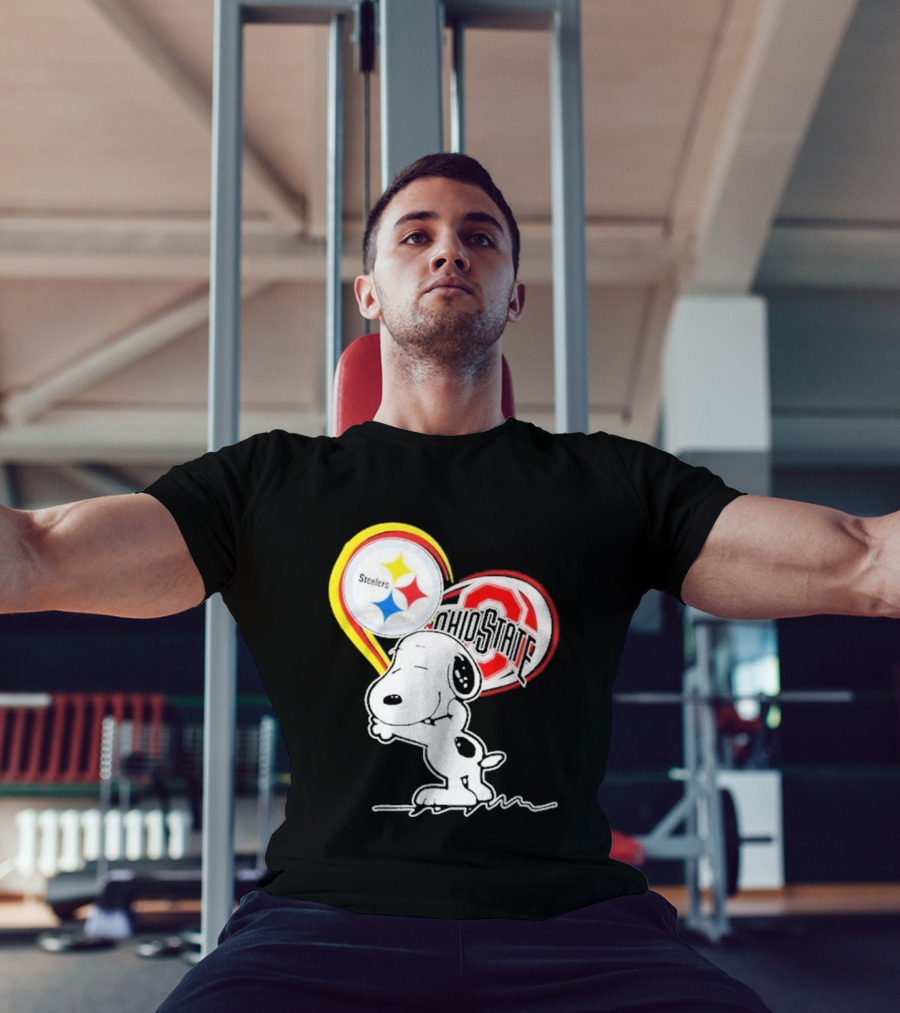 Pittsburgh Steelers Ohio State Buckeyes Snoopy Peanuts Heart T-Shirt