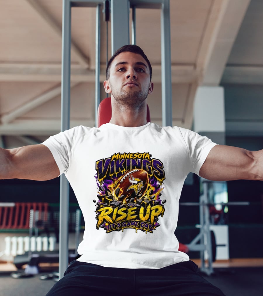 Minnesota Vikings Rise Up It's Game Day Football Vivid Color Explosion T-Shirt