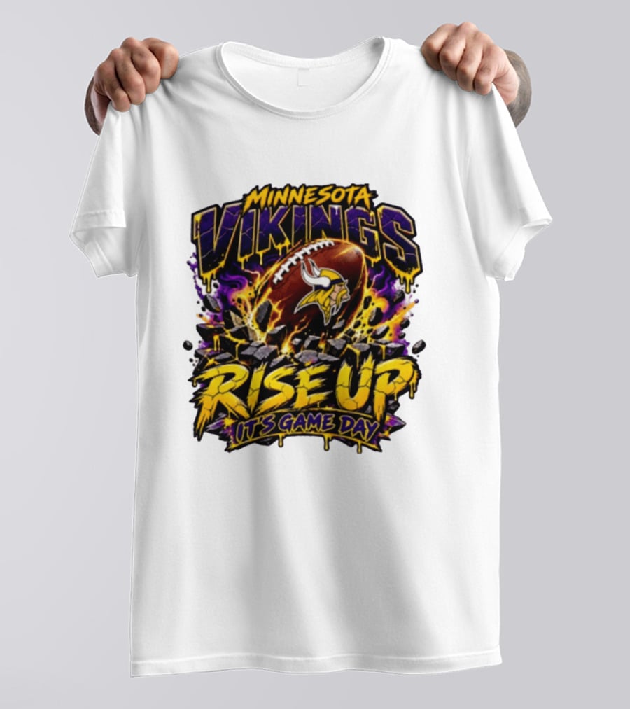 Minnesota Vikings Rise Up It's Game Day Football Vivid Color Explosion T-Shirt