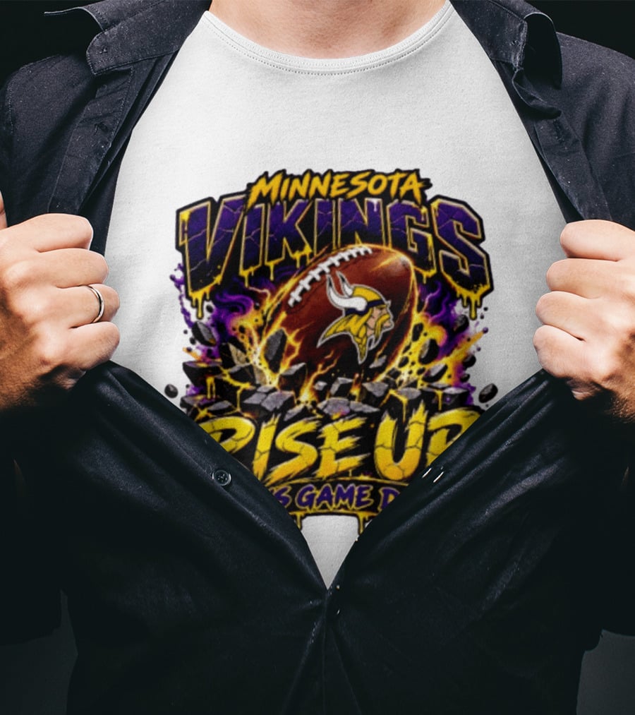 Minnesota Vikings Rise Up It's Game Day Football Vivid Color Explosion T-Shirt