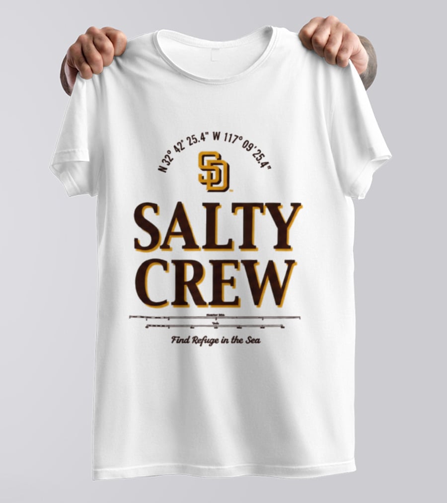 Padres Salty Crew Coordinates SD Find Refuge In The Sea T-Shirt