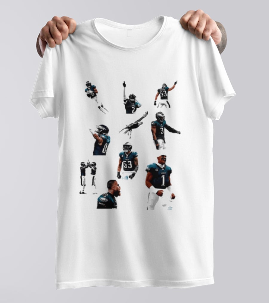 Philadelphia Eagles Dynamic Player Collage Football Action Moments T-Shirt