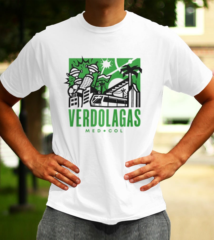 Verdolagas Med Col Medellín Paisa Culture Soccer Skyline Palm Trees T-Shirt