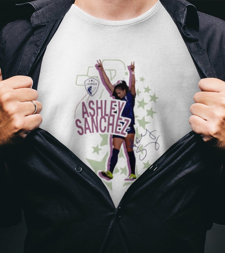 Ashley Sanchez North Carolina Courage Celebration With Stars And Autograph T-Shirt