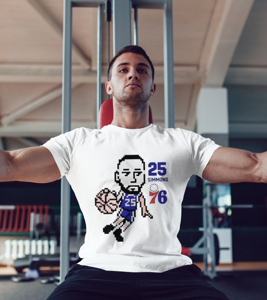 Ben Simmons 25 Philadelphia 76ers Pixel Art With Basketball T-Shirt