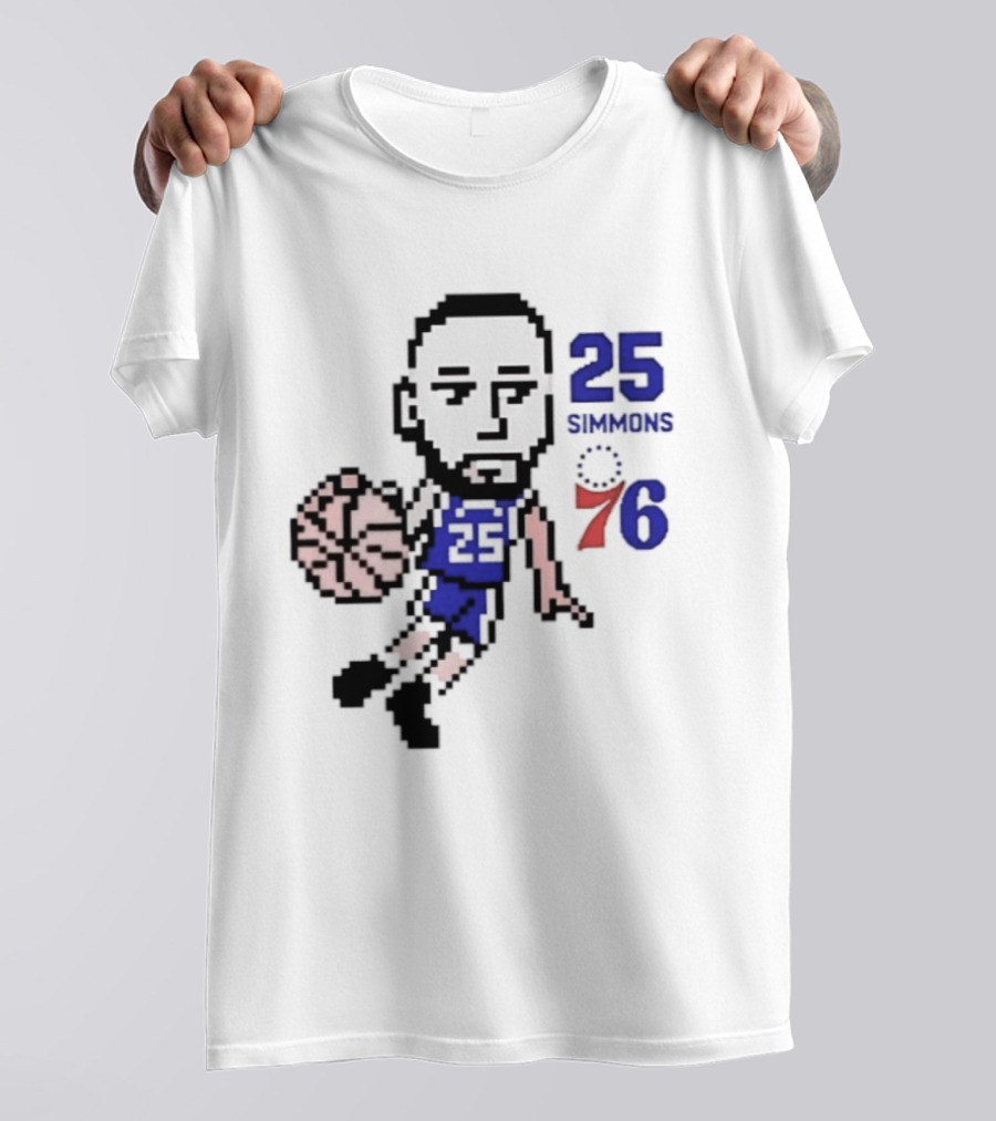 Ben Simmons 25 Philadelphia 76ers Pixel Art With Basketball T-Shirt