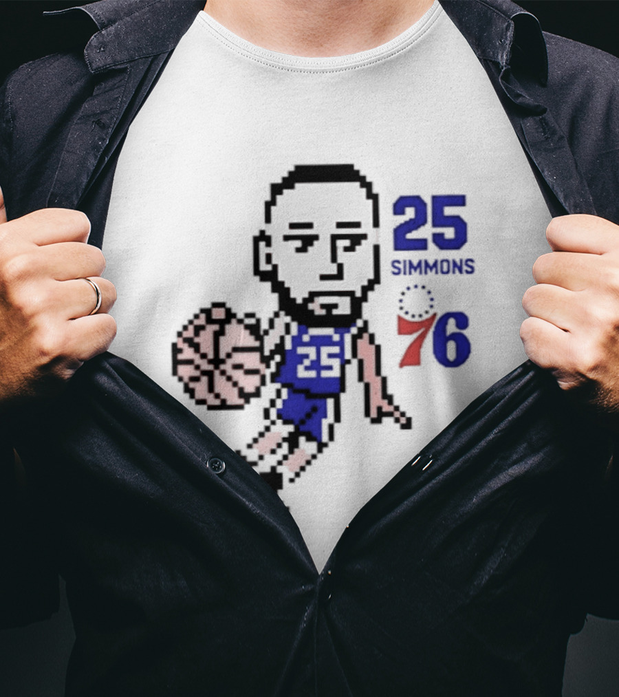 Ben Simmons 25 Philadelphia 76ers Pixel Art With Basketball T-Shirt
