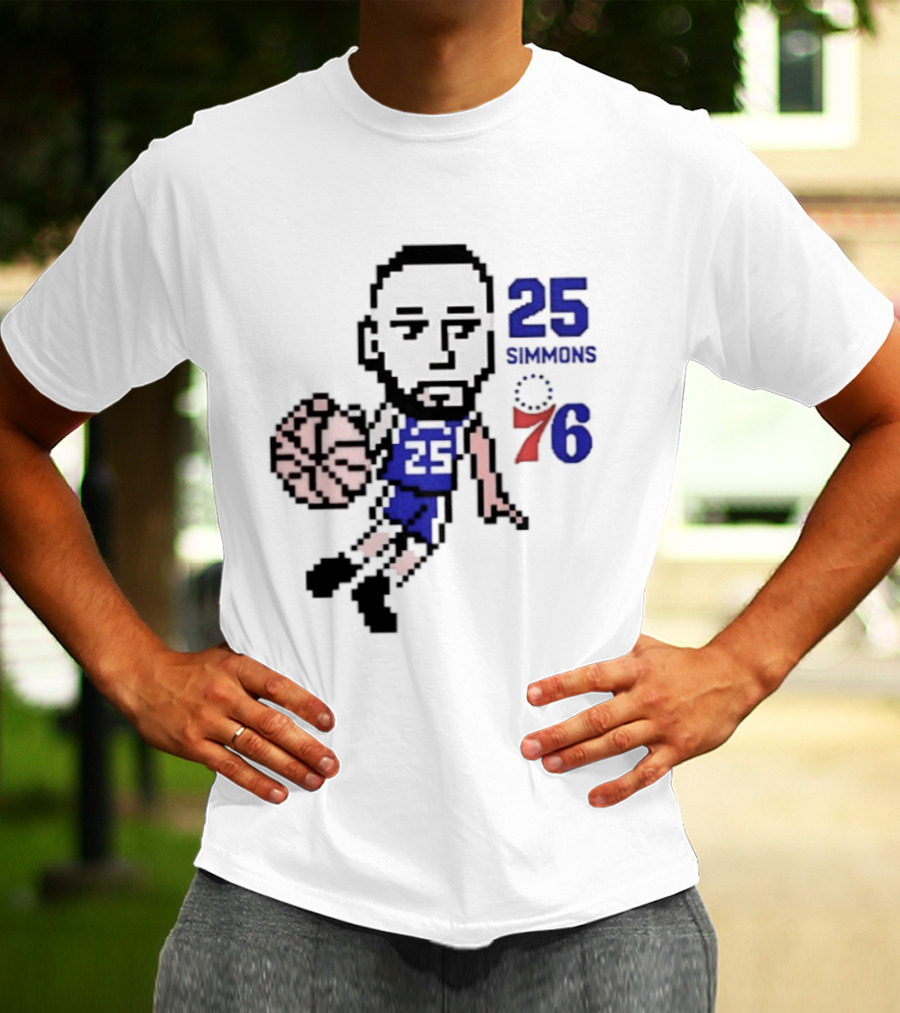 Ben Simmons 25 Philadelphia 76ers Pixel Art With Basketball T-Shirt