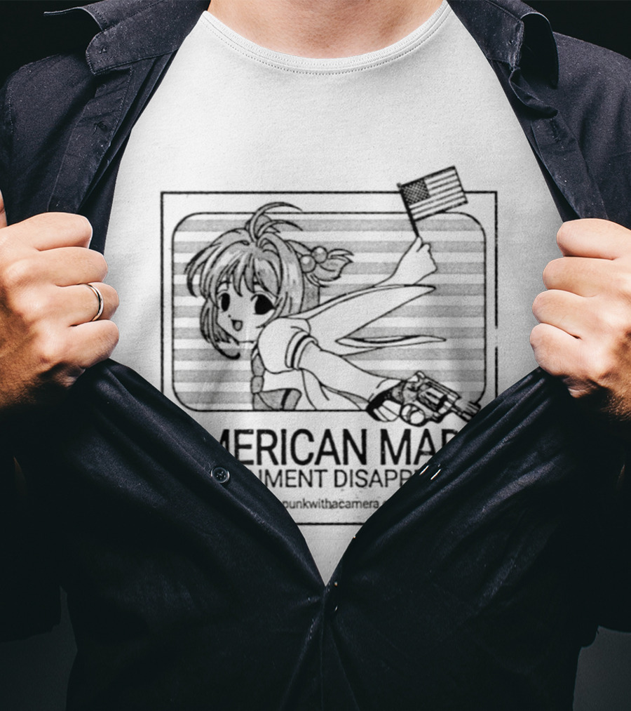 Cardcaptor Sakura American Made Government Disapproved Pistol Flag T-Shirt