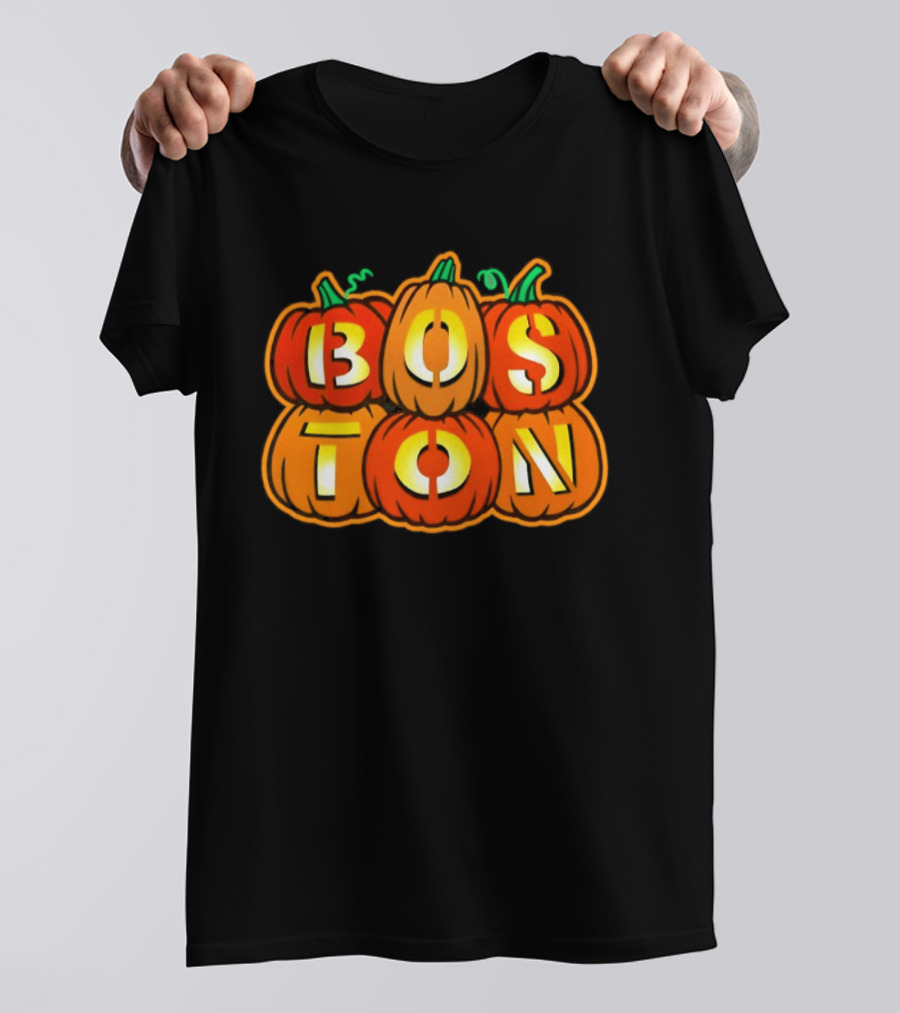 Boston Jack O' Lanterns Halloween Pumpkin Stack T-Shirt