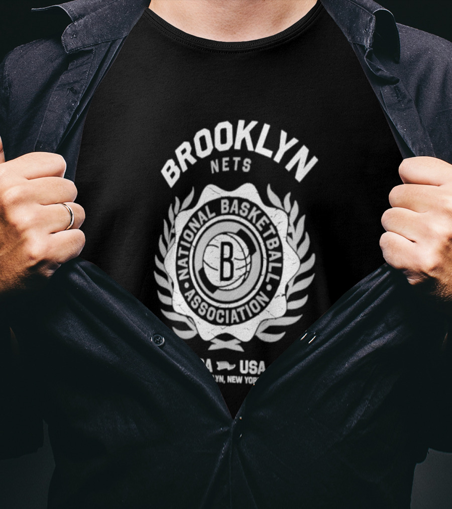 Brooklyn Nets NBA National Basketball Association USA Crest 2026 Collection T-Shirt