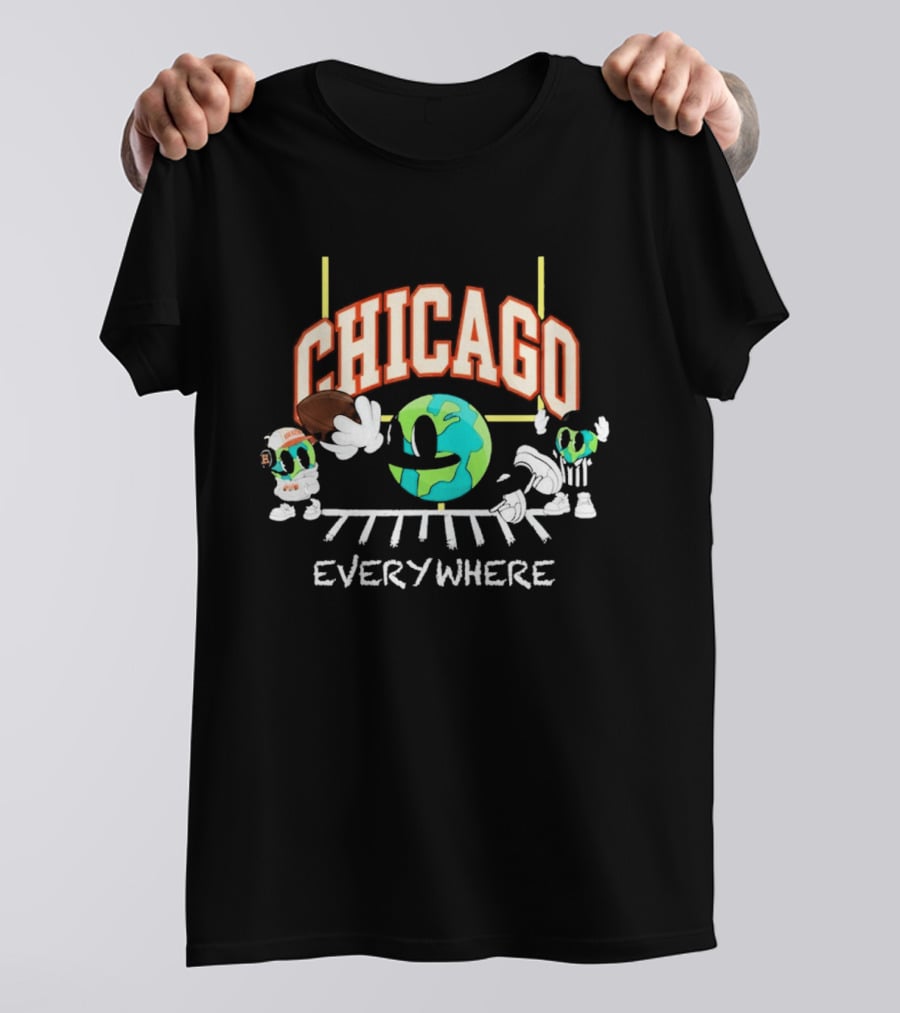Chicago Football Everywhere Windy City Globe 2026 T-Shirt