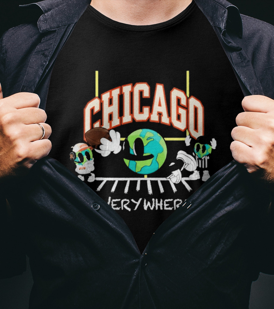 Chicago Football Everywhere Windy City Globe 2026 T-Shirt