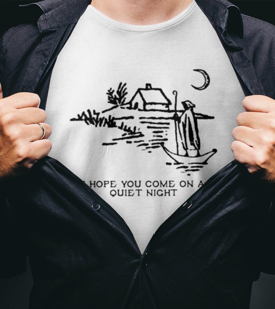 Snufkin I Hope You Come On A Quiet Night Lake Cabin Canoe Moon T-Shirt