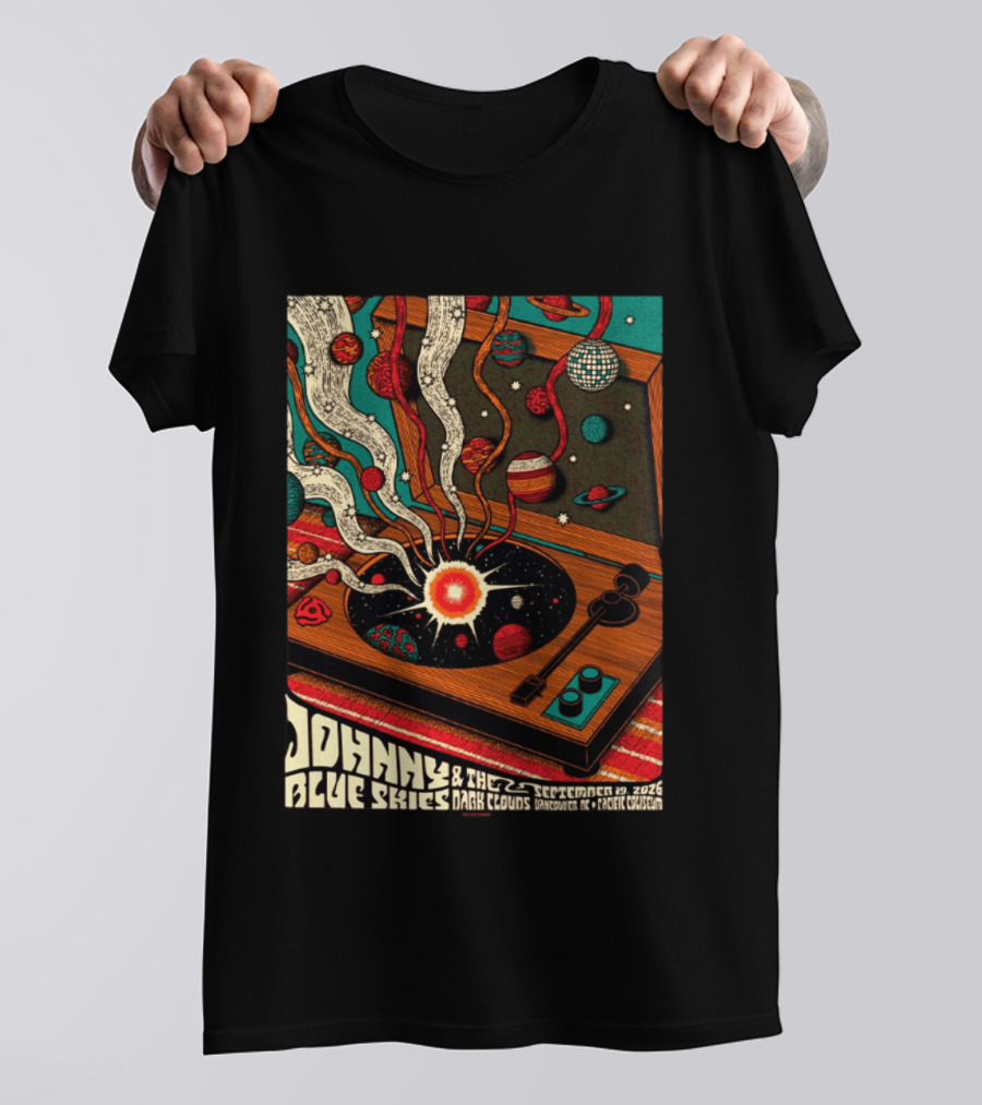 Johnny Blue Skies And The Dark Clouds Vancouver BC 2026 Event Live At Pacific Coliseum September 19 Vinyl Record Planets T-Shirt