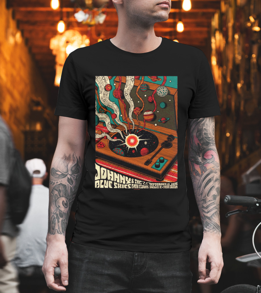 Johnny Blue Skies And The Dark Clouds Vancouver BC 2026 Event Live At Pacific Coliseum September 19 Vinyl Record Planets T-Shirt