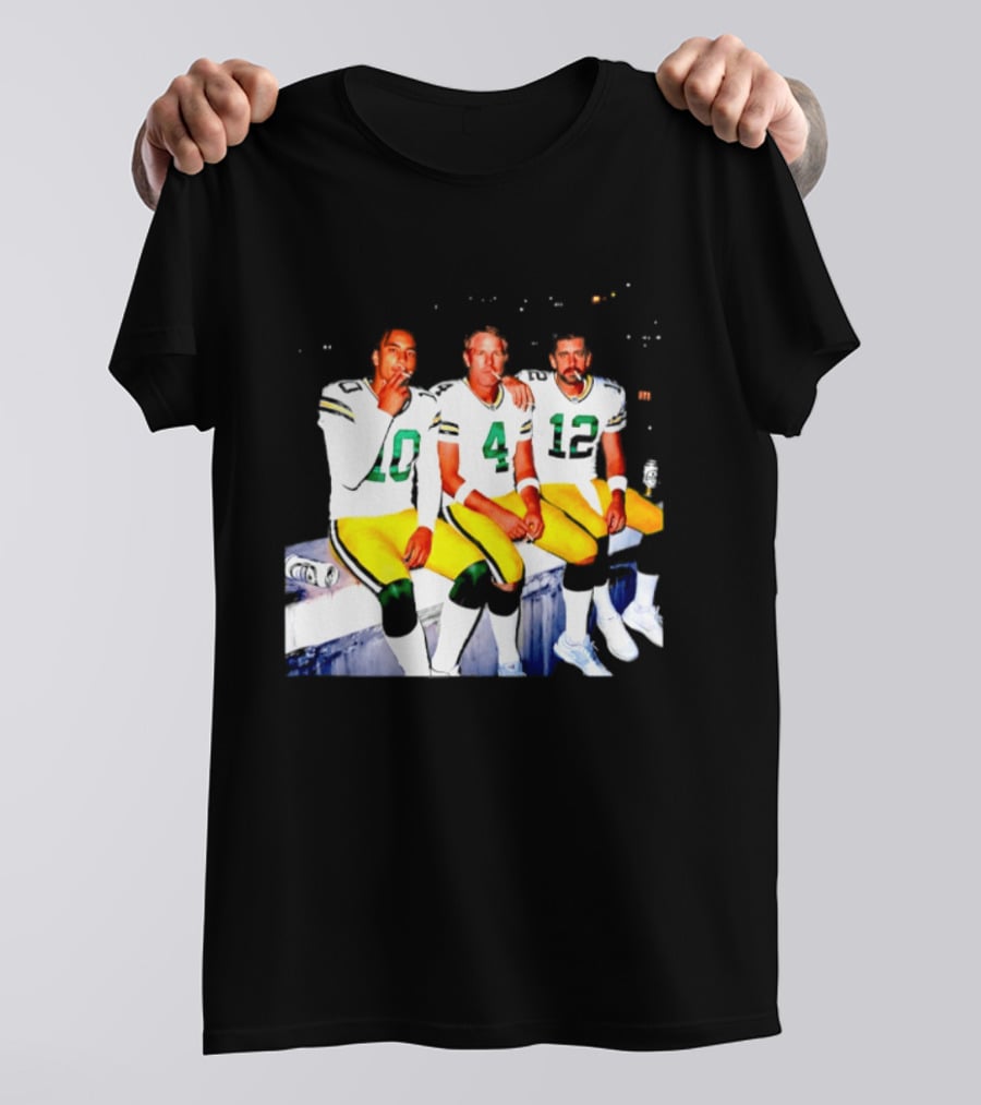 Jordan Love Brett Favre Aaron Rodgers Green Bay Packers Smoking And Beer Celebration T-Shirt