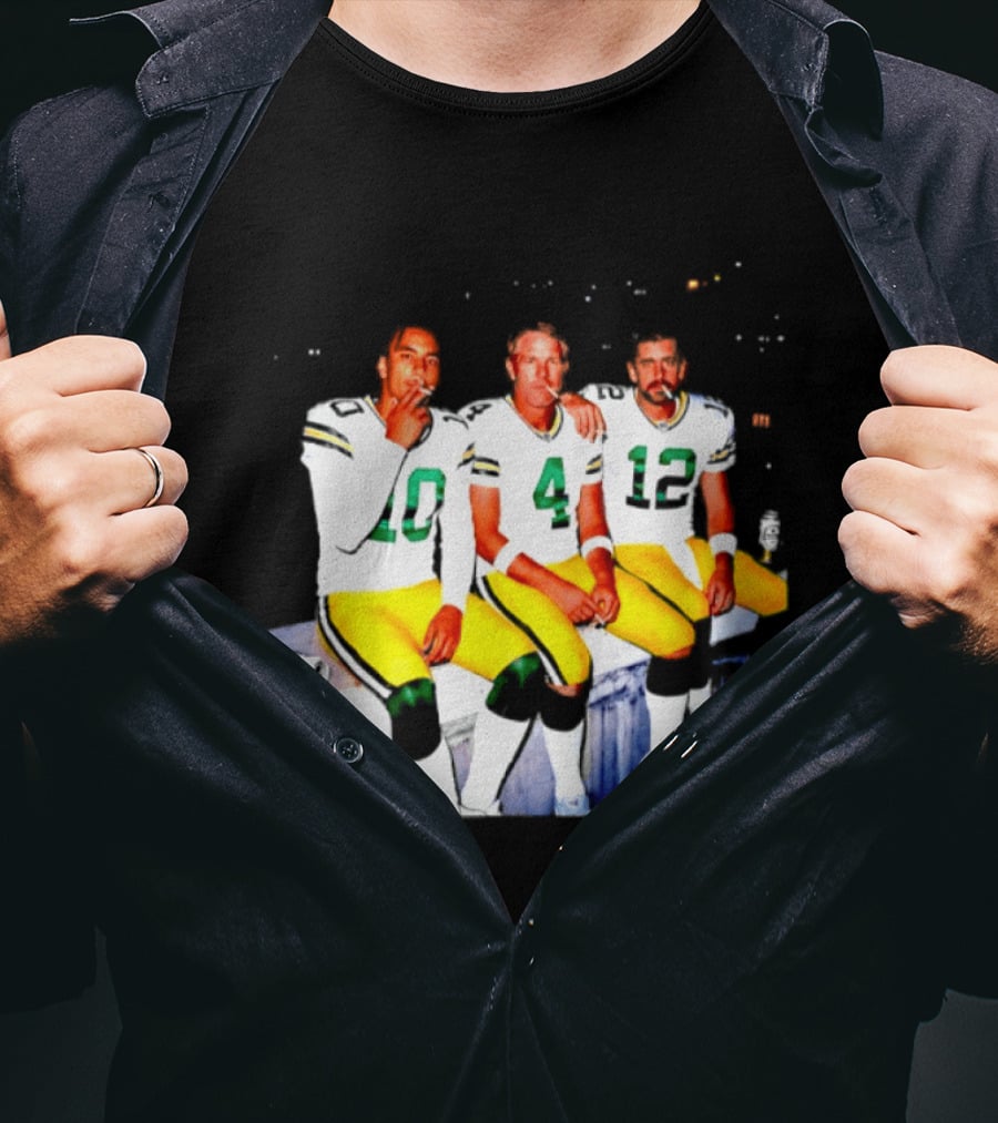 Jordan Love Brett Favre Aaron Rodgers Green Bay Packers Smoking And Beer Celebration T-Shirt