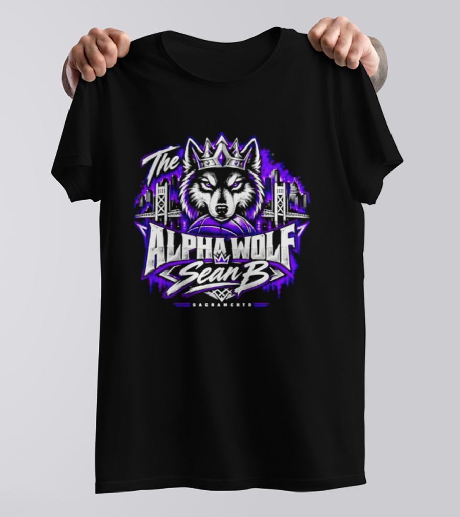 The Alpha Wolf Sean B Sacramento Skyline King's Crown Wolf T-Shirt