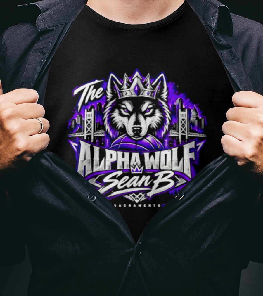 The Alpha Wolf Sean B Sacramento Skyline King's Crown Wolf T-Shirt