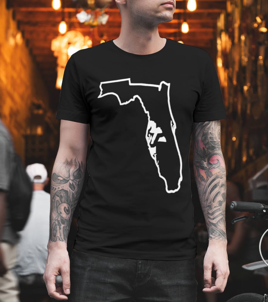 Florida State Outline Map White On Black T-Shirt