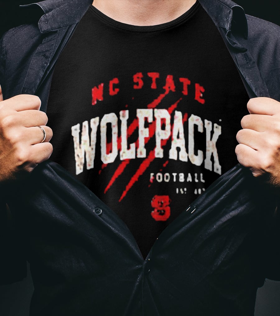 NC State Wolfpack Football Scratch Mark Est 89 T-Shirt