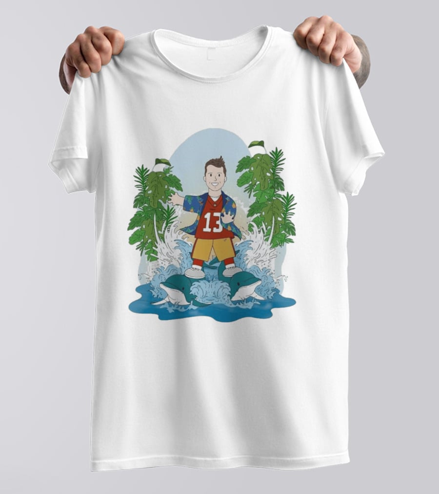 Brock Purdy 13 Surfing Dolphins Tropical Paradise Adventure T-Shirt