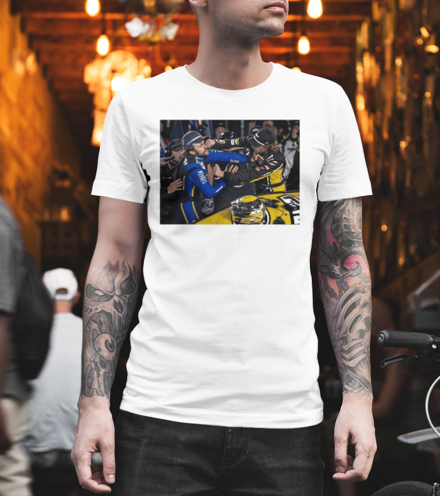 Carson Hocevar Vs Ryan Blaney NASCAR Fight Racing Rivalry Scene T-Shirt
