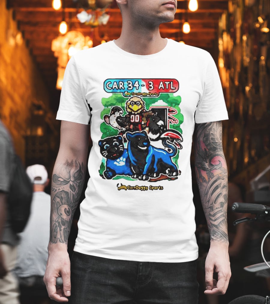 CAR 34 3 ATL CornDoggy Sports Panthers Falcons Cartoon Game Day T-Shirt