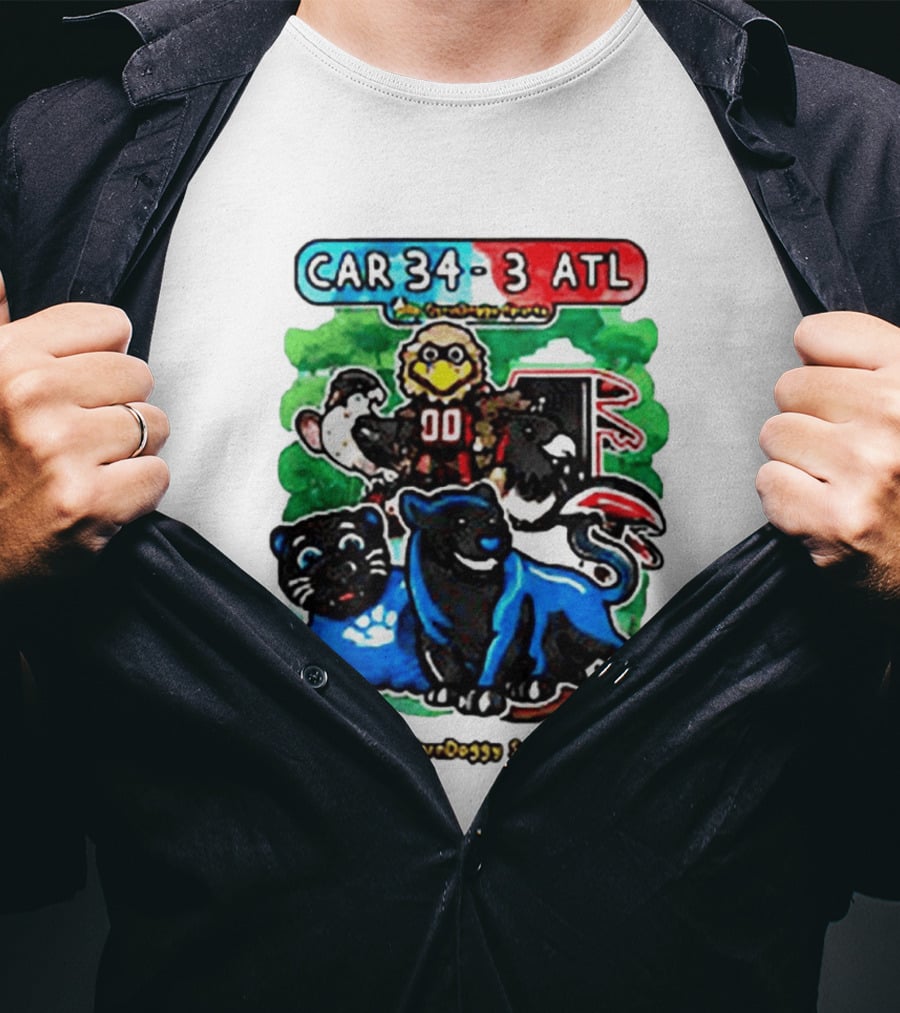CAR 34 3 ATL CornDoggy Sports Panthers Falcons Cartoon Game Day T-Shirt