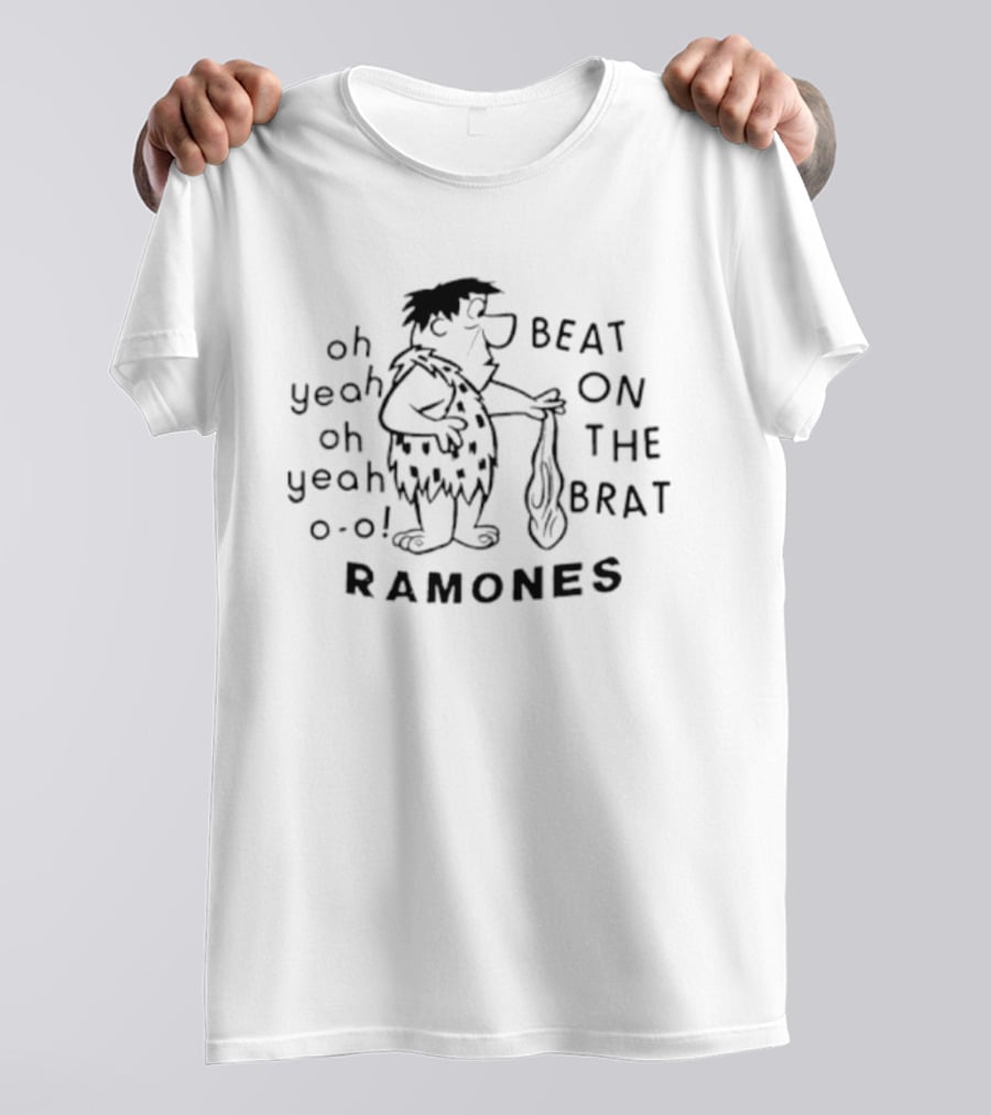 Oh Yeah Oh Yeah Beat On The Brat Ramones Caveman Sketch T-Shirt