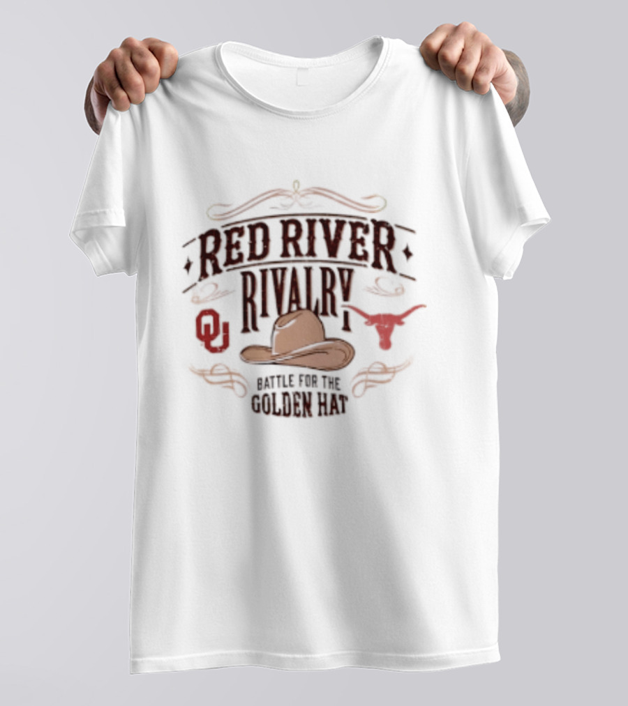 Oklahoma Sooners Texas Longhorns 2026 Red River Rivalry Battle For The Golden Hat T-Shirt