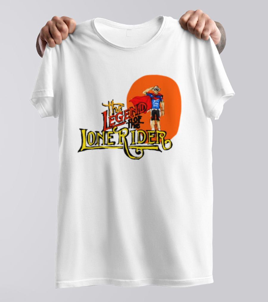Legend Of The Lone Rider Cyclist Red Cape Blue Outfit T-Shirt